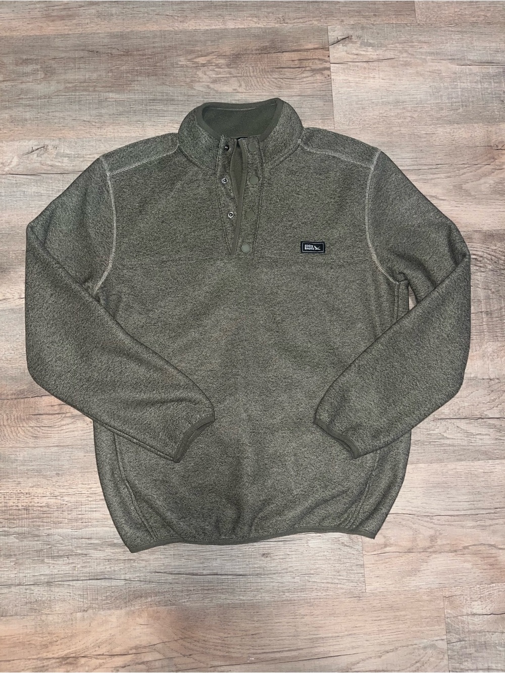 Eddie Bauer Men's Olive Green Quarter-Snap Sweater